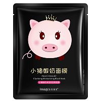 Маска тканевая черная Piggy Yogurt