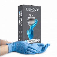 Перчатки нитриловые BENOVY голубые 100 шт